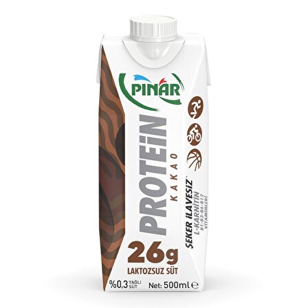 Pınar Protein Kakaolu Laktozsuz Süt 500 Ml