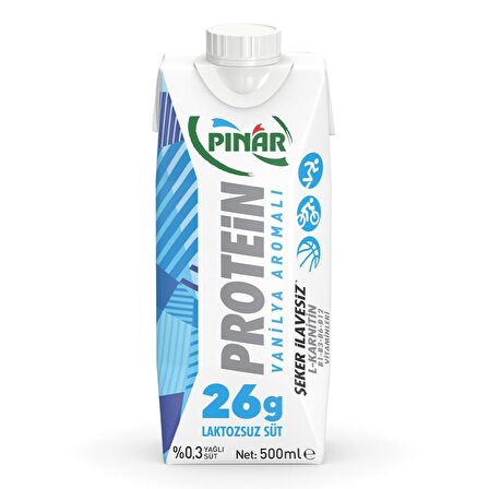 Pınar Protein Vanilya Aromalı Laktozsuz Süt 500 Ml X 6 Adet