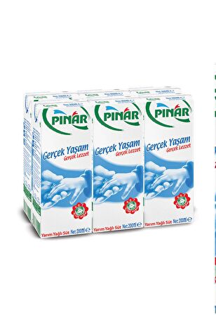 Pınar Yarım Yağlı Süt 200 Ml X 6 Adet