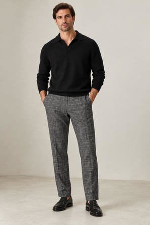 Dokulu Slim Fit Kumaş Pantolon