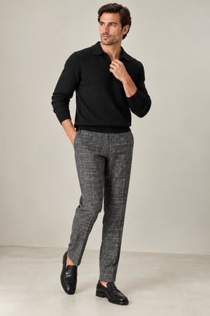Dokulu Slim Fit Kumaş Pantolon