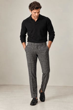 Dokulu Slim Fit Kumaş Pantolon