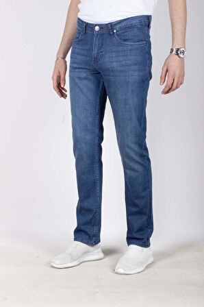 Erkek Kot Pantolon Regular Fit Mavi Düz Paça 5 Cepli Jean NCS JEANS 576 6138