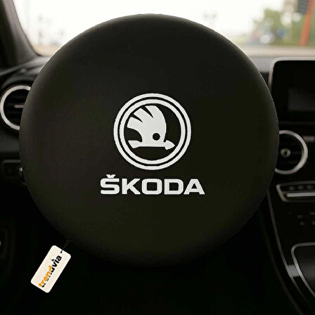 Skoda Modellerine Uygun Direksiyon Koruma Kılıfı - Siyah Penye Kumaş Malzeme