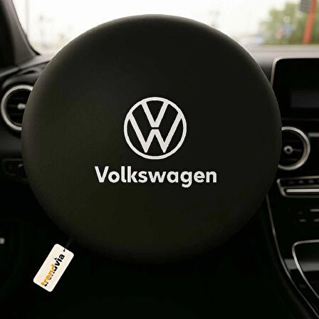 Volkswagen Modellerine Uygun Direksiyon Koruma Kılıfı - Siyah Penye Kumaş Malzeme