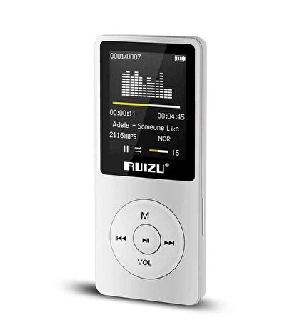 Ruizu X02 Ultra İnce MP3 Çalar 4GB FM Radyo Beyaz