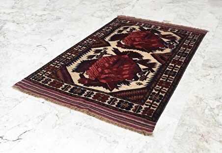 Afgan Berceste Sumak Kilim Üzerine Kabartma El Dokuması  Yün Halı 128x188