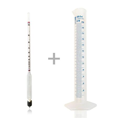 AEK-Tech 0-100 Alkolmetre Hidrometre ve Mezür Seti