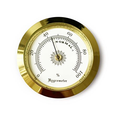 Analog Higrometre Nem Ölçer Humidor Puro Kutusu İçin Metal Çerçeve Sarı-Beyaz 50mm