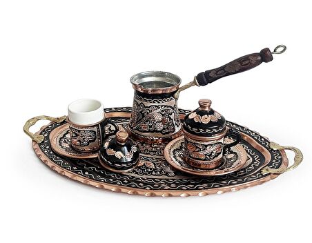 Erzincan El İşleme Bakır Kahve Sunum Seti