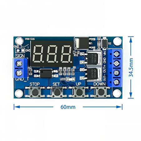 Dual MOS 12 24V Zaman Ayarlı Geciktirmeli LED Ekran Zaman Rölesi