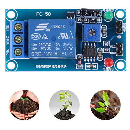 12V Toprak Nem Sensör Rölesi Ayarlı Nem Otomatil Sulama Ayar Kartı