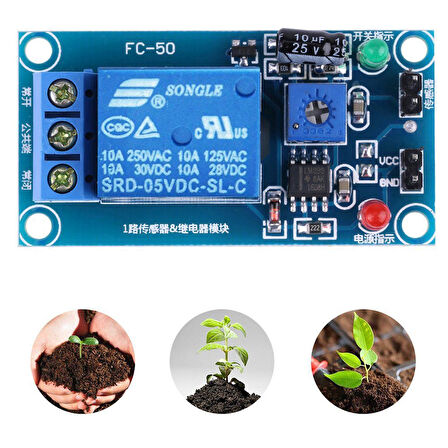 5V Toprak Nem Sensör Rölesi Ayarlı Nem Otomatil Sulama Ayar Kartı