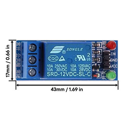Tek Yön 1-Way Relay Module 12V Röle Modül Düşük Seviye Tetikleme Rölesi