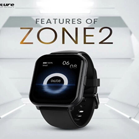 HiFuture Zone2 Bluetooth 5.2 Ip68 1.96 Inç Arama Özellikli Uyumlu Nabız Spor Takibi 50mm Akıllı Saat Siyah