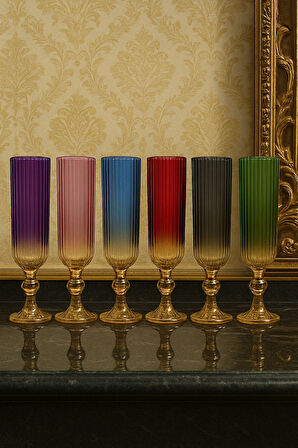 Çift Renk Kristal Ayaklı Kahve Yanı Su Ve Meşrubat Bardağı Sunum Bardağı