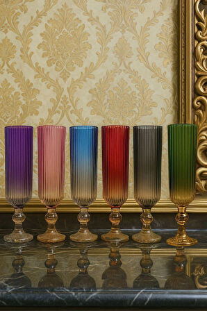 Çift Renk Kristal Ayaklı Kahve Yanı Su Ve Meşrubat Bardağı Sunum Bardağı