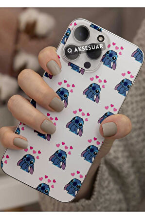 Poco F6 Uyumlu Stitch Tasarımlı Şeffaf Telefon Kılıfı Kapak Case