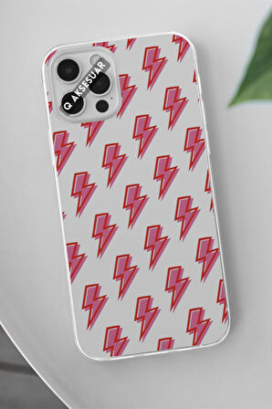 Poco X6 Pro 5G Uyumlu Pembe Şimşek Tasarımlı Şeffaf Telefon Kılıfı