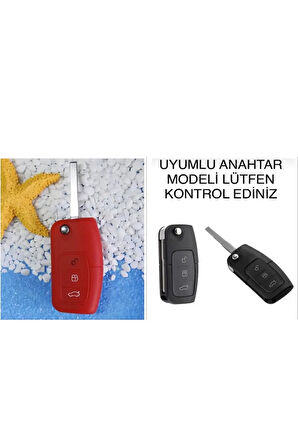 Fiesta Focus B-max Kuga Uyumlu Silikon Anahtar Koruma Kılıfı Kırmızı Renk