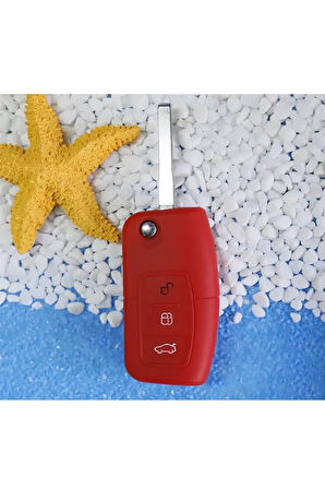 Fiesta Focus B-max Kuga Uyumlu Silikon Anahtar Koruma Kılıfı Kırmızı Renk