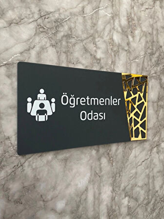 Öğretmenler Odası Kapı Yönlendirme Levhası Oda İsimliği 24x12 Cm
