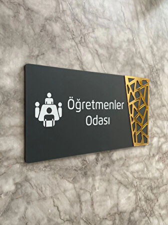 Öğretmenler Odası Kapı Yönlendirme Levhası Oda İsimliği 24x12 Cm