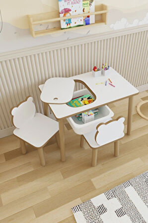 Montessori Çocuk Masası-oyun Masası-aktivite Masası-etkinlik Masası Takımı 2 Panda Sandalye