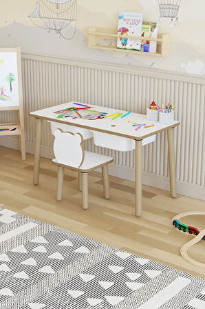 Montessori Çocuk Masası-oyun Masası-aktivite Masası-etkinlik Masası Takımı 1 Panda Sandalye