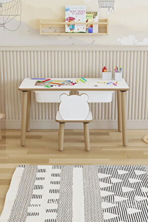 Montessori Çocuk Masası-oyun Masası-aktivite Masası-etkinlik Masası Takımı 1 Panda Sandalye