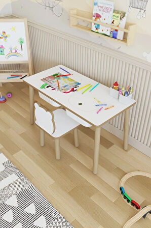 Montessori Çocuk Masası-oyun Masası-aktivite Masası-etkinlik Masası Takımı 1 Panda Sandalye