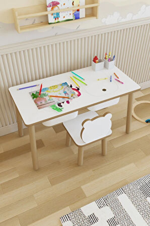 Montessori Çocuk Masası-oyun Masası-aktivite Masası-etkinlik Masası Takımı 1 Panda Sandalye