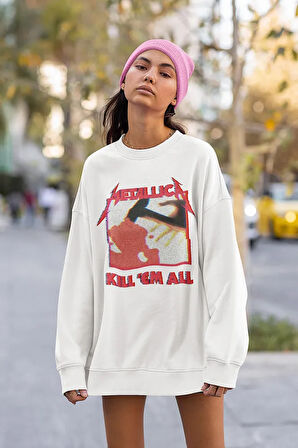 Metallica Kill'Em All Baskılı Unisex Oversize Rock Metal Sweatshirt