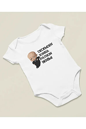 Dedemden Sonra Patron Benim ! Yazılı Pamuklu Yumuşak Unisex Çıtçıtlı Body Zıbın