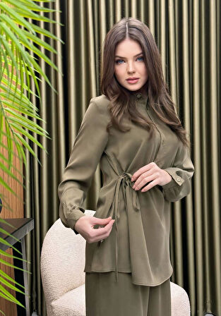 Premium Kalite TNCL Kumaş Pantolon Gömlek İkili Takım İkili Tasarım Bağlama Detaylı Takım