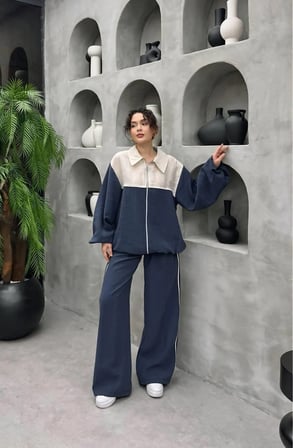 Natura Premium Kalite TNCL Kumaş Oversize Ceketli İkili Takım - Tesettür Uyumlu