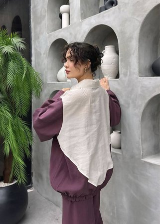 Natura Premium Kalite TNCL Kumaş Oversize Ceketli İkili Takım - Tesettür Uyumlu