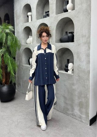 Alina Premium TNSL Kumaş Oversize Alt Üst Pantolonlu İkili Takım - Tesettür Uyumlu Spor Takım