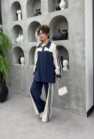 Alina Premium TNSL Kumaş Oversize Alt Üst Pantolonlu İkili Takım - Tesettür Uyumlu Spor Takım