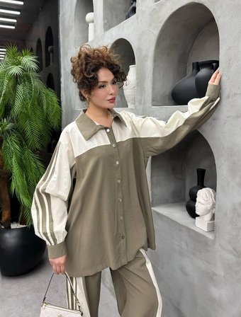 Alina Premium TNSL Kumaş Oversize Alt Üst Pantolonlu İkili Takım - Tesettür Uyumlu Spor Takım