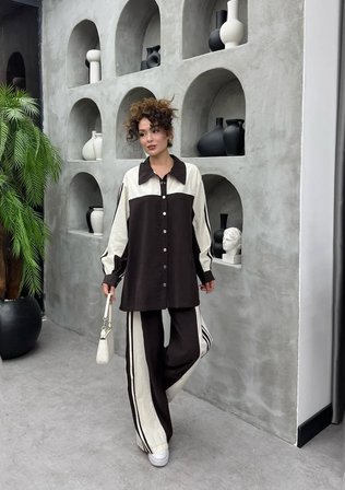 Alina Premium TNSL Kumaş Oversize Alt Üst Pantolonlu İkili Takım - Tesettür Uyumlu Spor Takım