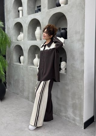 Alina Premium TNSL Kumaş Oversize Alt Üst Pantolonlu İkili Takım - Tesettür Uyumlu Spor Takım