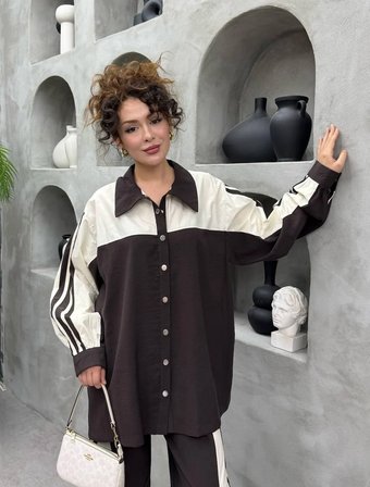 Alina Premium TNSL Kumaş Oversize Alt Üst Pantolonlu İkili Takım - Tesettür Uyumlu Spor Takım
