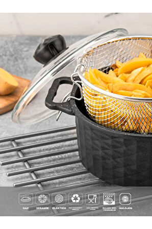 Döküm Granit Kızartma Tenceresi Fritöz 24cm