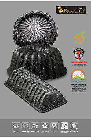 Döküm Granit 3'lü Kek kalıbı