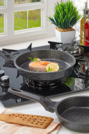 Kristal Döküm Granit 3'lü Tava Seti