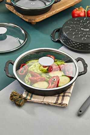 Kristal Sahan Seti Döküm Granit 3'lü