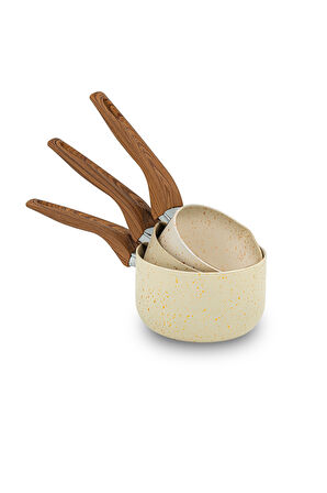 Lufian Granit Lüks Sütlük Ahşap Saplı 3'lü