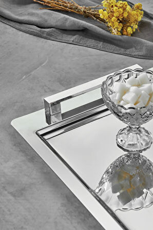 Köprü Çay Kahve Sunum Tepsisi Paslanmaz Çelik