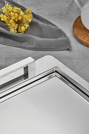 Köprü Çay Kahve Sunum Tepsisi Paslanmaz Çelik